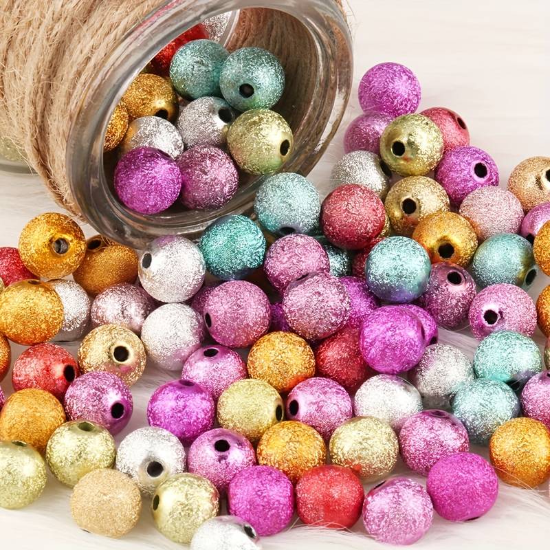 Golden Silvery Round Acrylic Beads For Jewelry Making - Temu